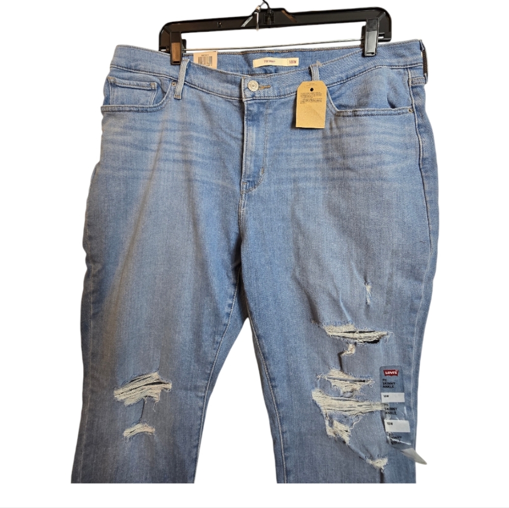 Levis Strauss Womens 711 Skinny Ankle Jeans Mid Rise 18W Plus Blue - Picture 5 of 14